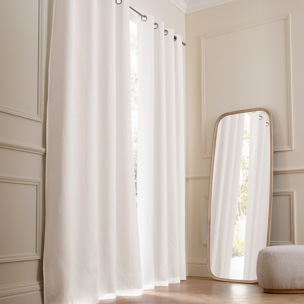 Am.pm Colin Linen Blackout Curtain With Eyelets Unisex White Size W140 X D220cm