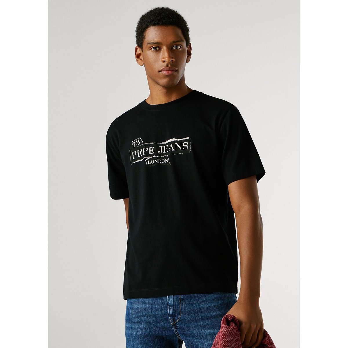 Pepe Jeans Griffin Logo T-Shirt With Short Sleeves Men's Black Small