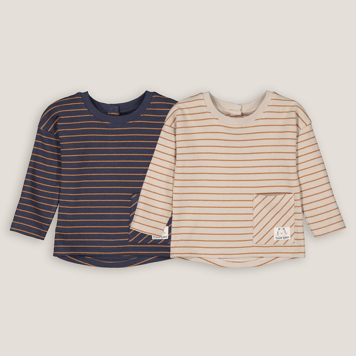 Click to view product details and reviews for Pack Of 2 T Shirts In Striped Print With Long Sleeves.