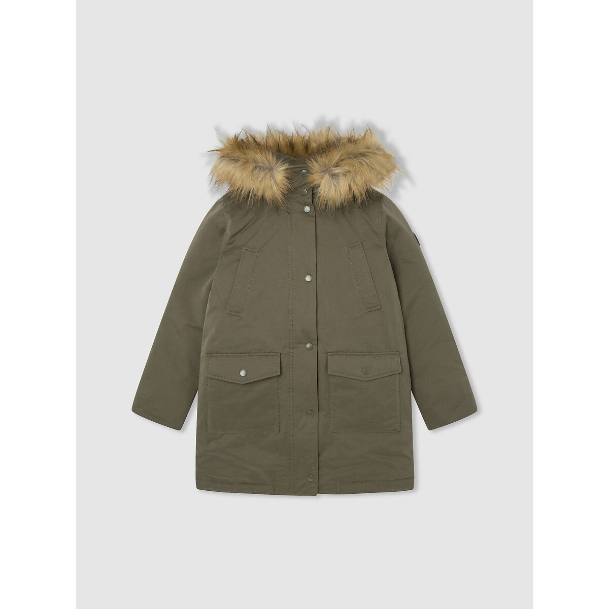 Pepe Jeans Hooded Mid-Length Parka Khaki 14Y (156Cm)