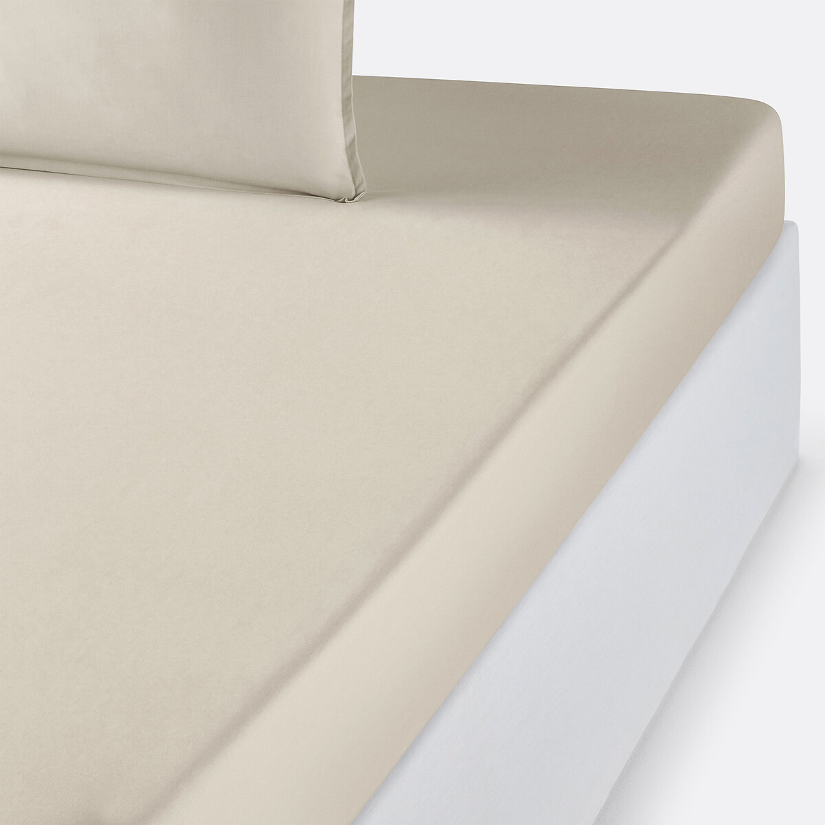 La Redoute Interieurs Plain Organic Cotton Percale Fitted Sheet Unisex Natural Single (90X190cm) Kids