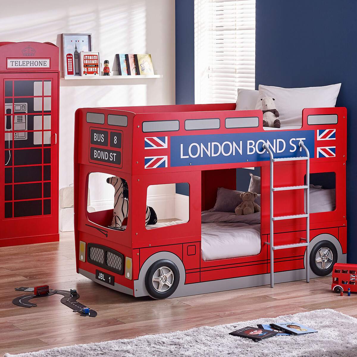 So'home Unisex Red Bus Bunk Bed Single Size (90 X 190Cm)