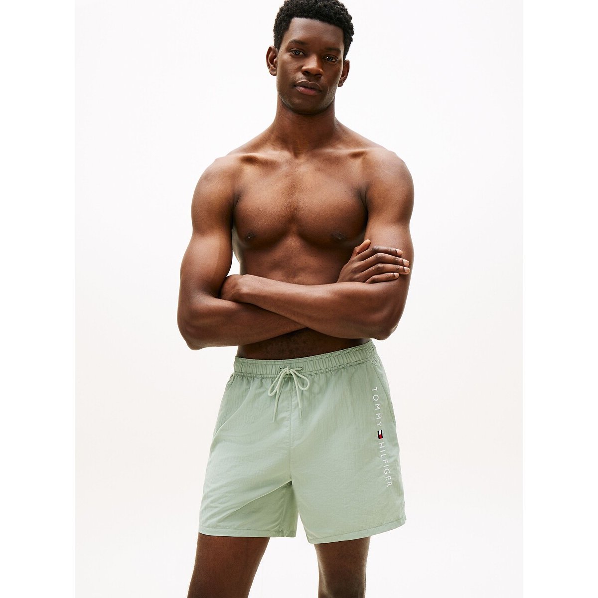 Tommy Hilfiger Original Zip Pocket Board Shorts Men's Mint Grey Small