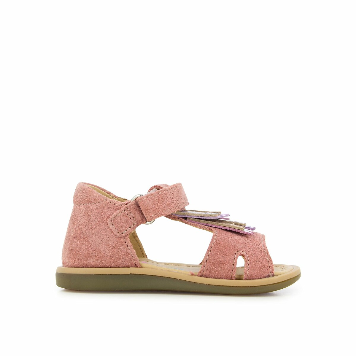 Shoo Pom Tity Plum Leather Sandals Camel Size 22 Kids