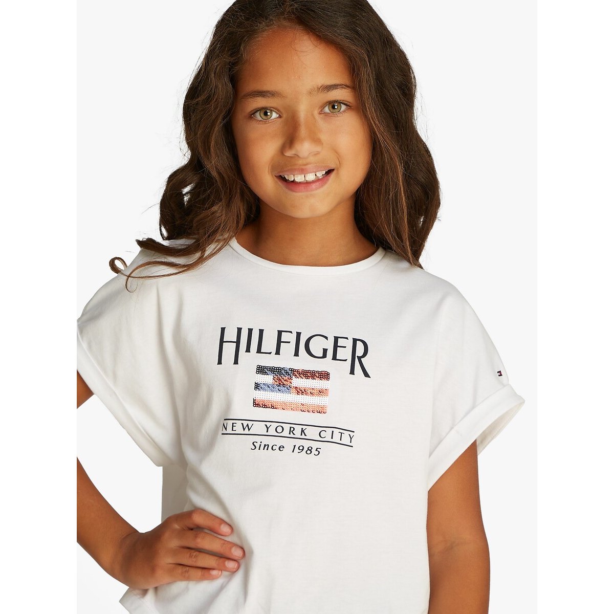 Tommy hilfiger T-shirt met korte mouwen en paillettenlogo