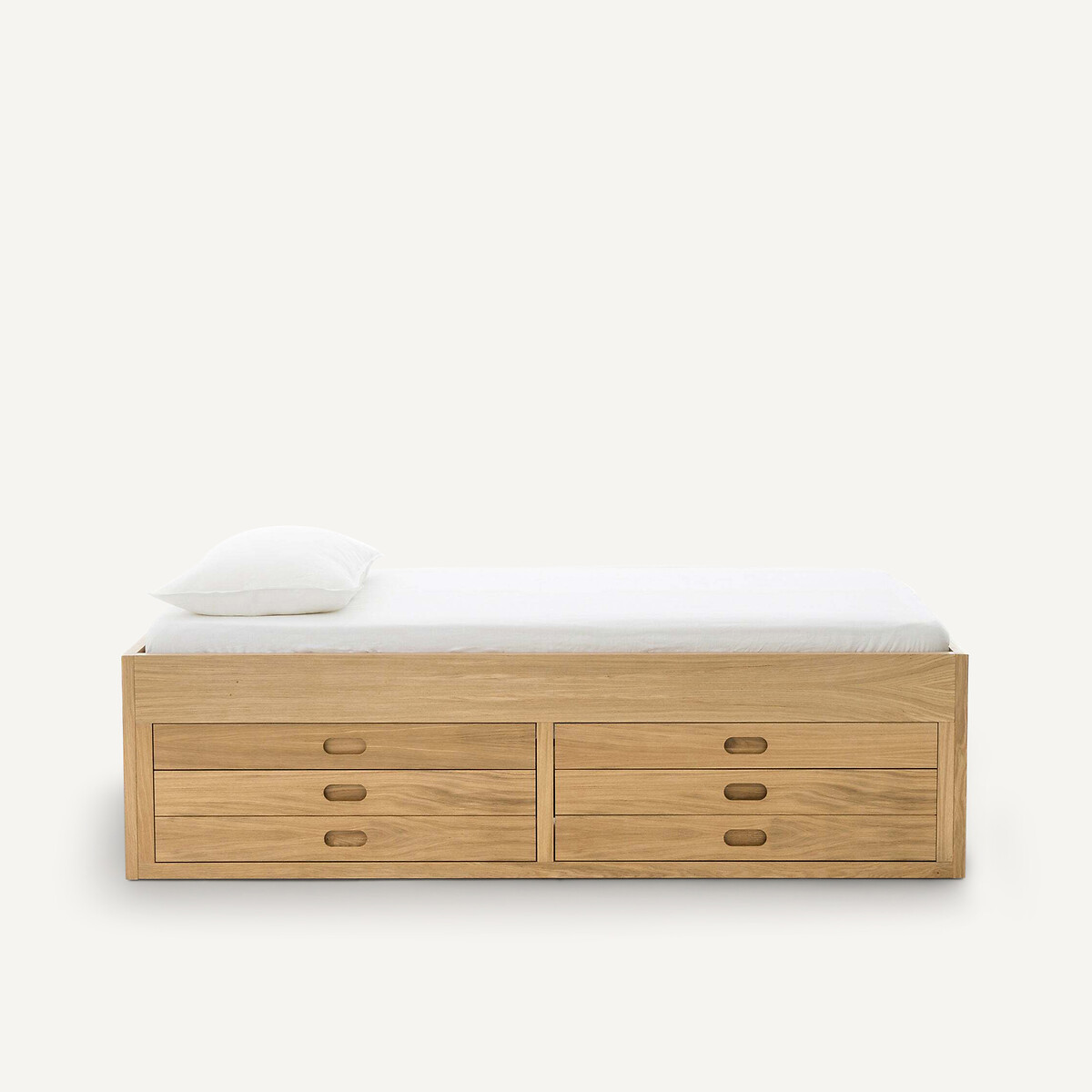 Am.pm Cama plataforma de chapa de roble, Octavo. Talla 90 x 190 cm. Color Beige