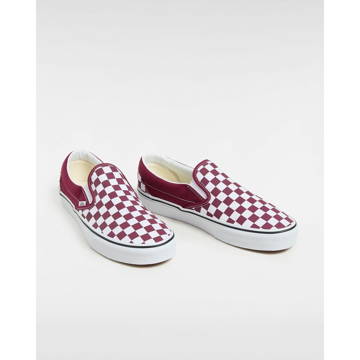 Vans Women's Burgundy/White Ua Classic Checkerboard Slip-On Trainers Size 42 (8)