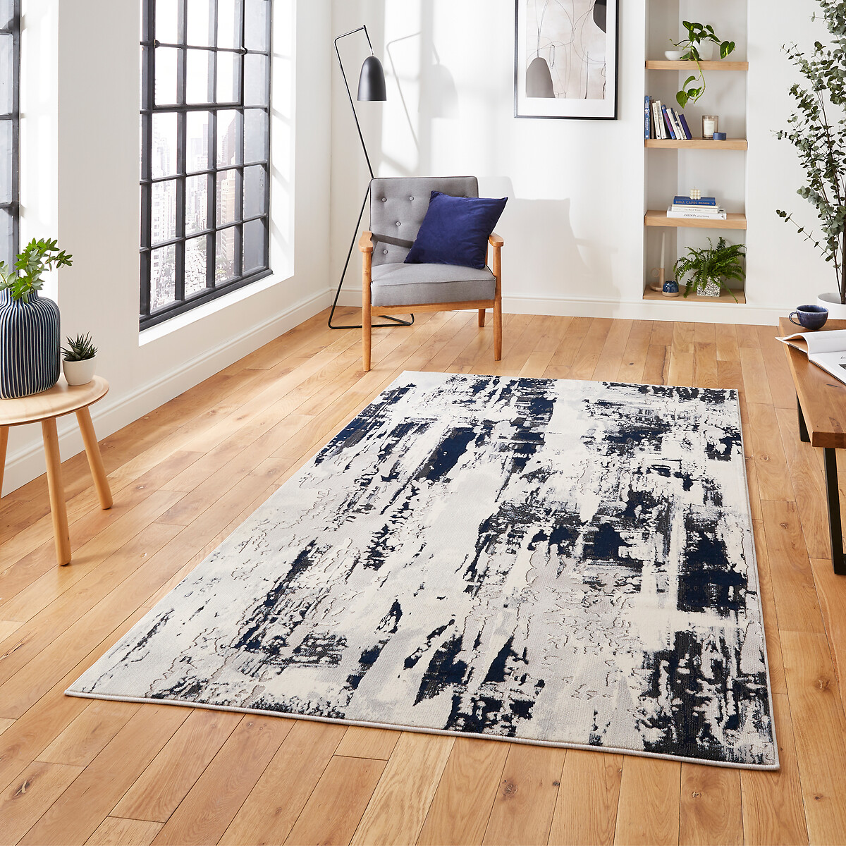 So'home Unisex Navy Modern Abstract Rug Medium