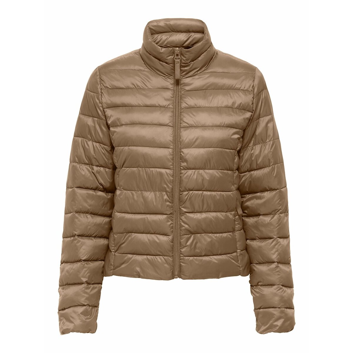 Only Women's Brown Short Padded Jacket With High Neck Large