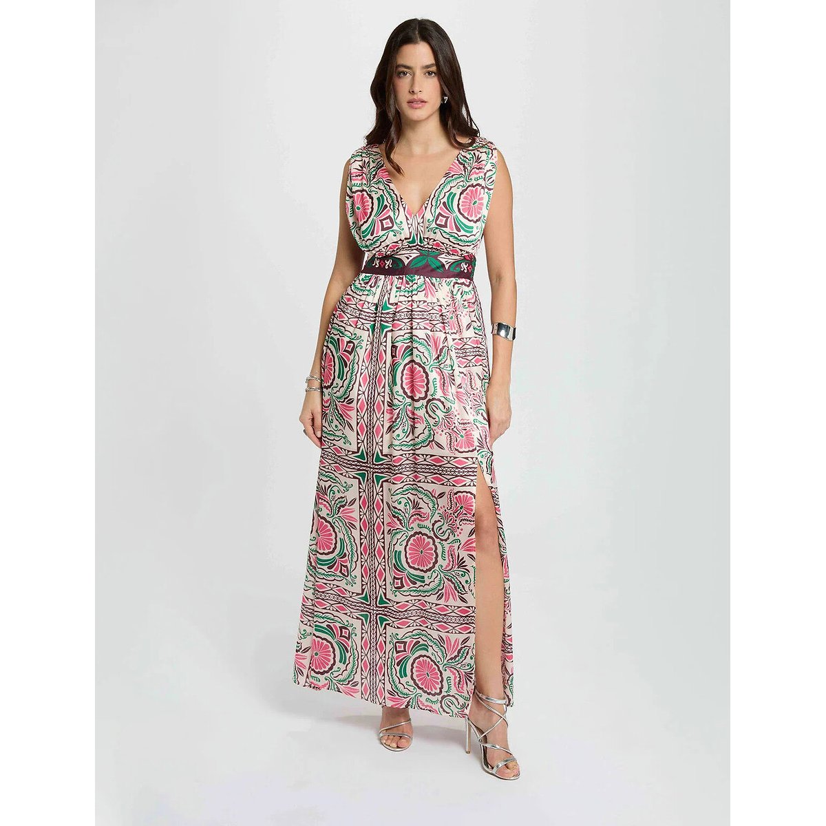 Morgan Printed V-Neck Maxi Dress Women's Multi-Coloured Size 14