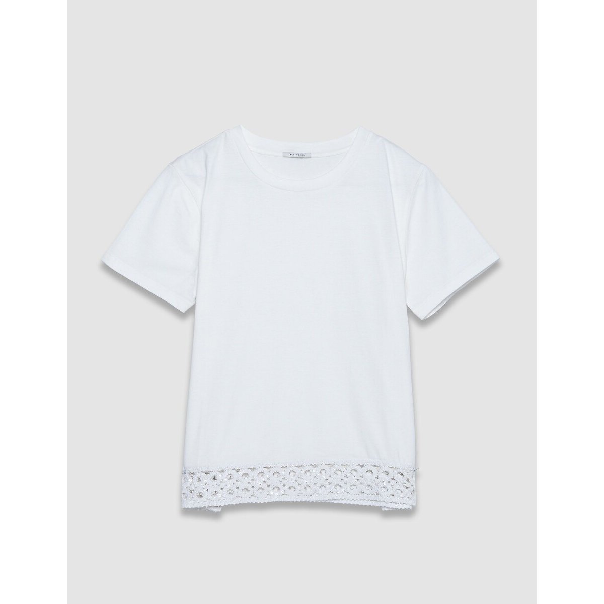 Ikks Short Sleeve Embroidered Crew Neck T-Shirt Women's Off-White Large