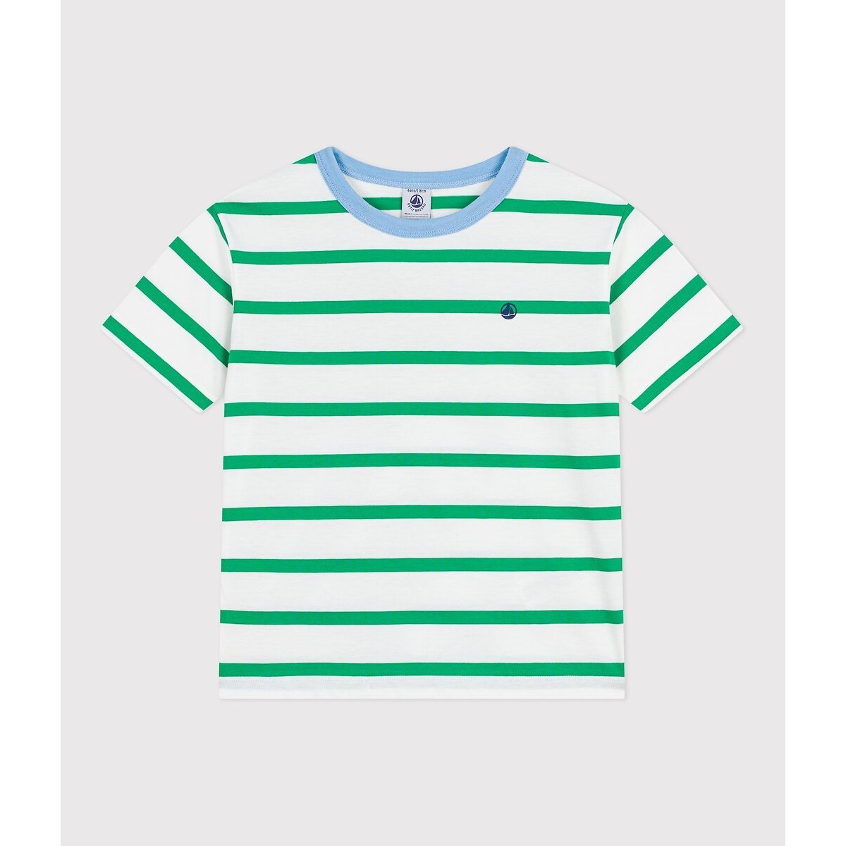 Petit Bateau Striped Cotton Short Sleeve T-Shirt Green/White Striped 5Y (108Cm)