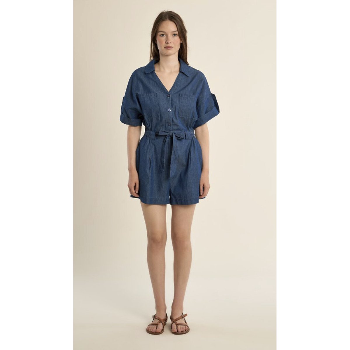 Molly Bracken Denim Playsuit Women's Dark Blue Medium
