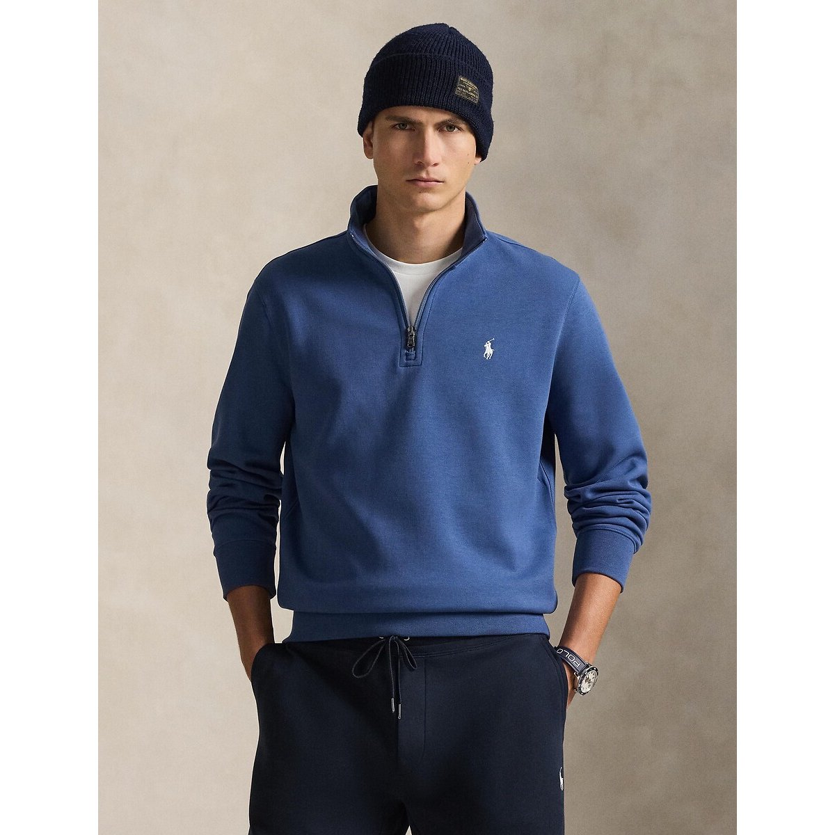 Sweat quart de zip en double knit tech