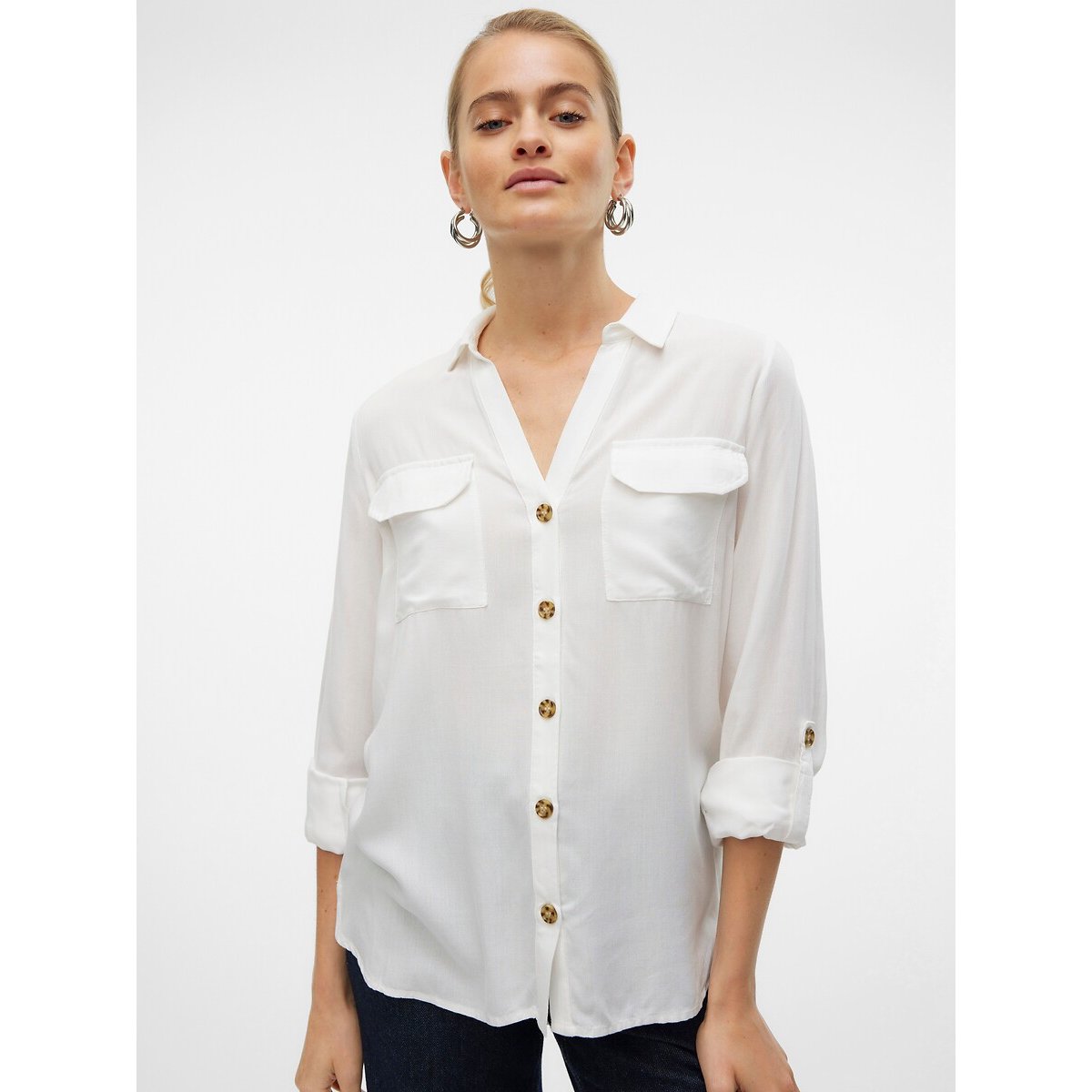 Vero Moda Blouse Met Lange Mouwen En Knoopsluiting