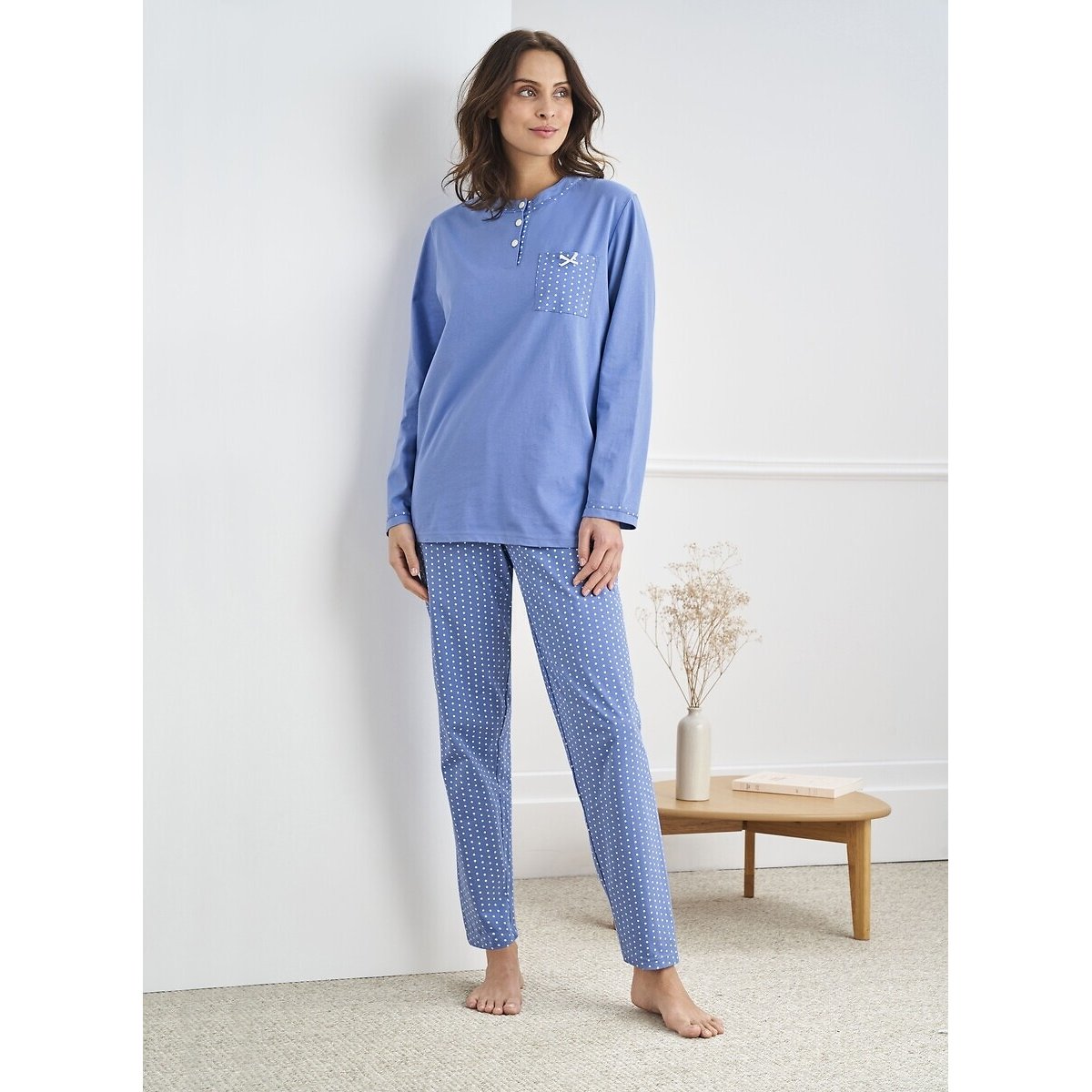 Damart Long Sleeve Pyjamas Women's Blue Small
