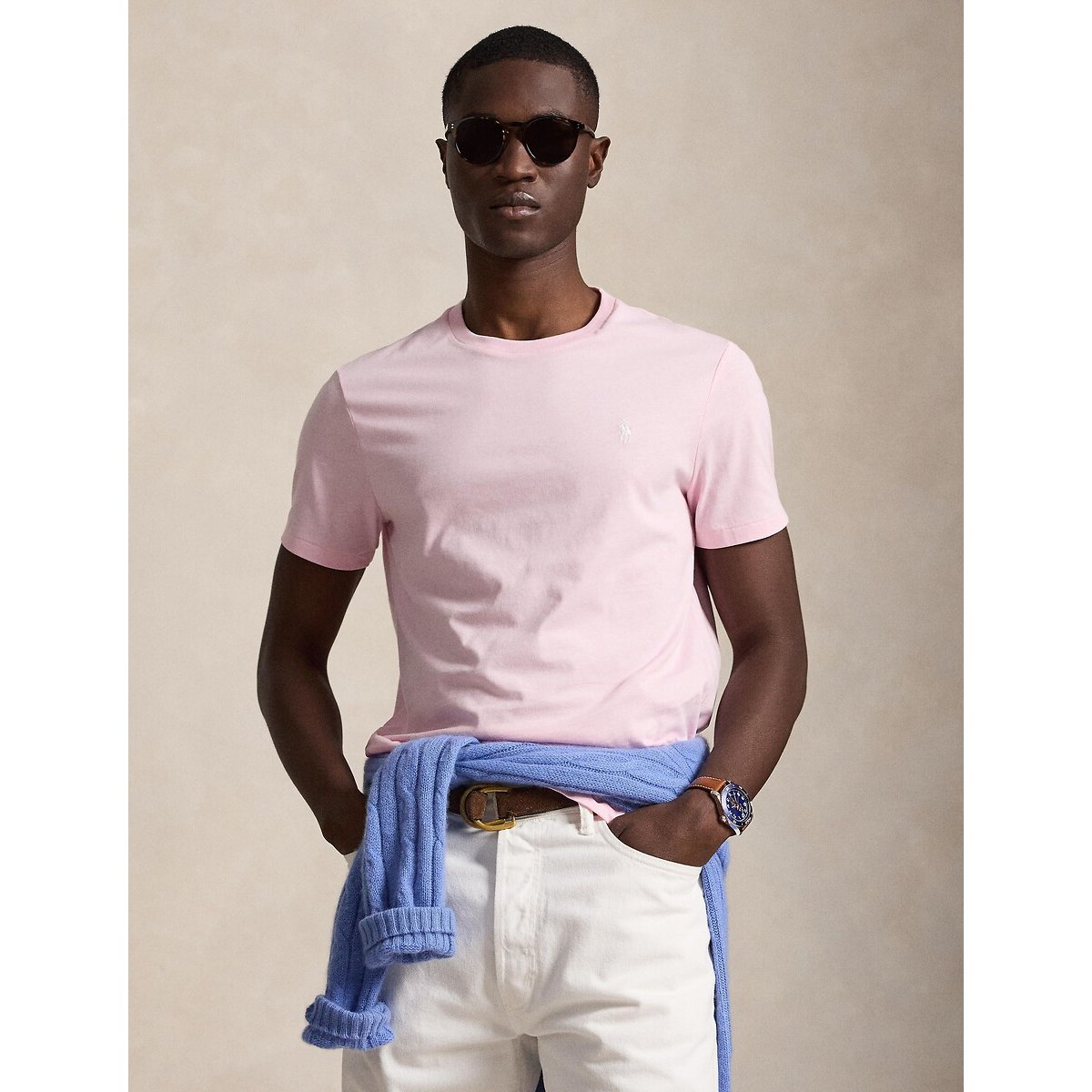 Polo Ralph Lauren Custom Slim Fit Crew Neck T-Shirt Men's Pink Medium