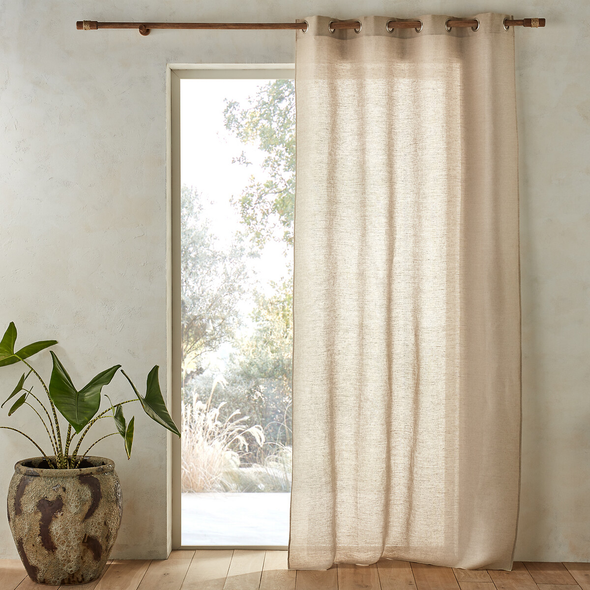 Am.pm Colin Linen Eyelet Curtain Unisex Natural Size W140 X D350cm