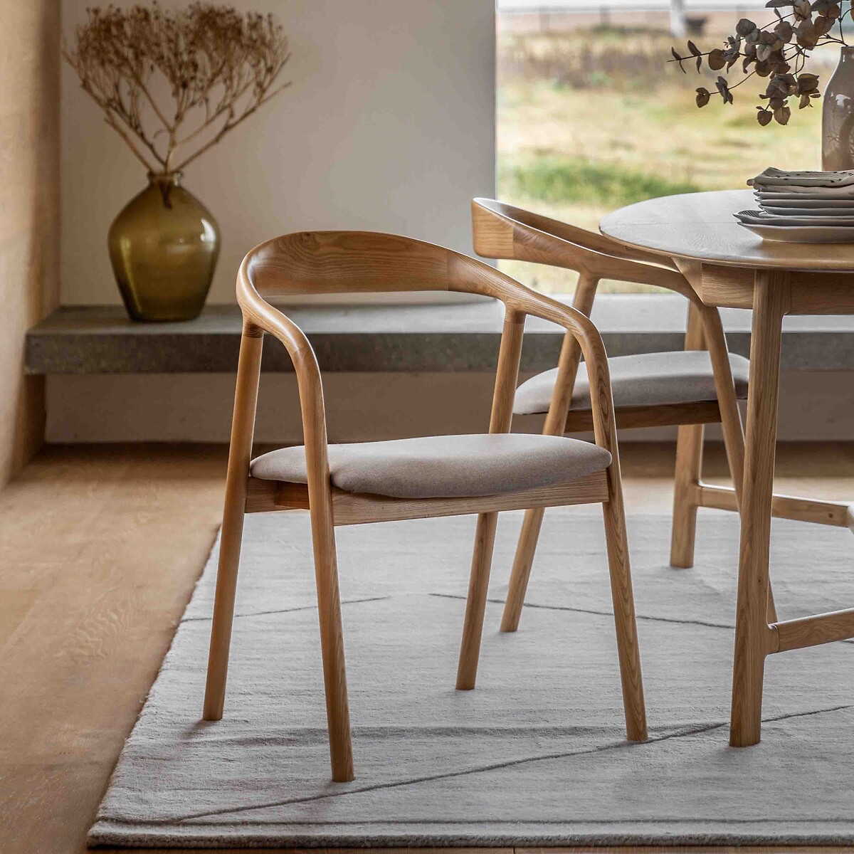 Édité Set Of 2 Aviero Ash Wood Dining Chairs Unisex Oak