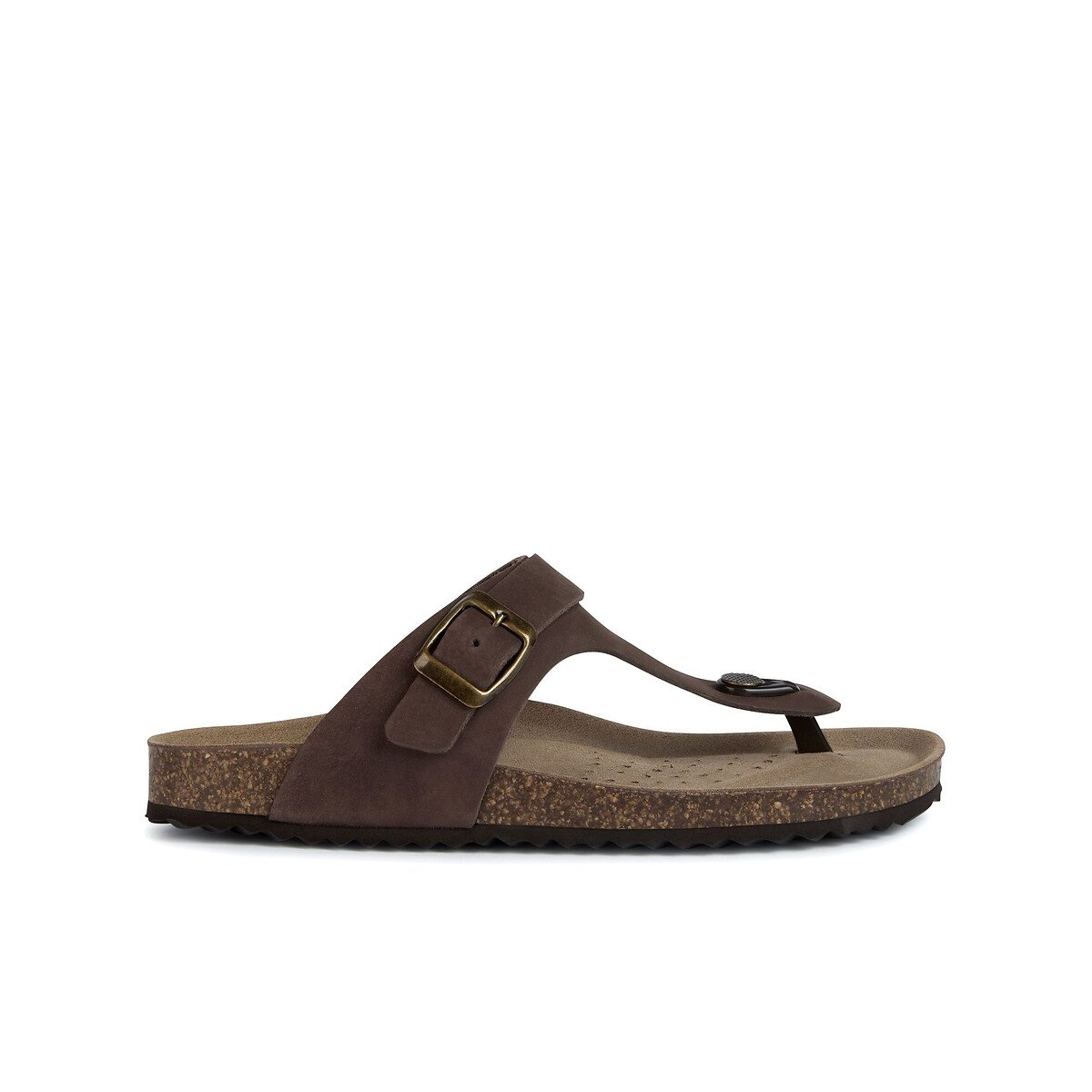 Geox Brionia Buckle Flip Flops Women's Coffee Size 39