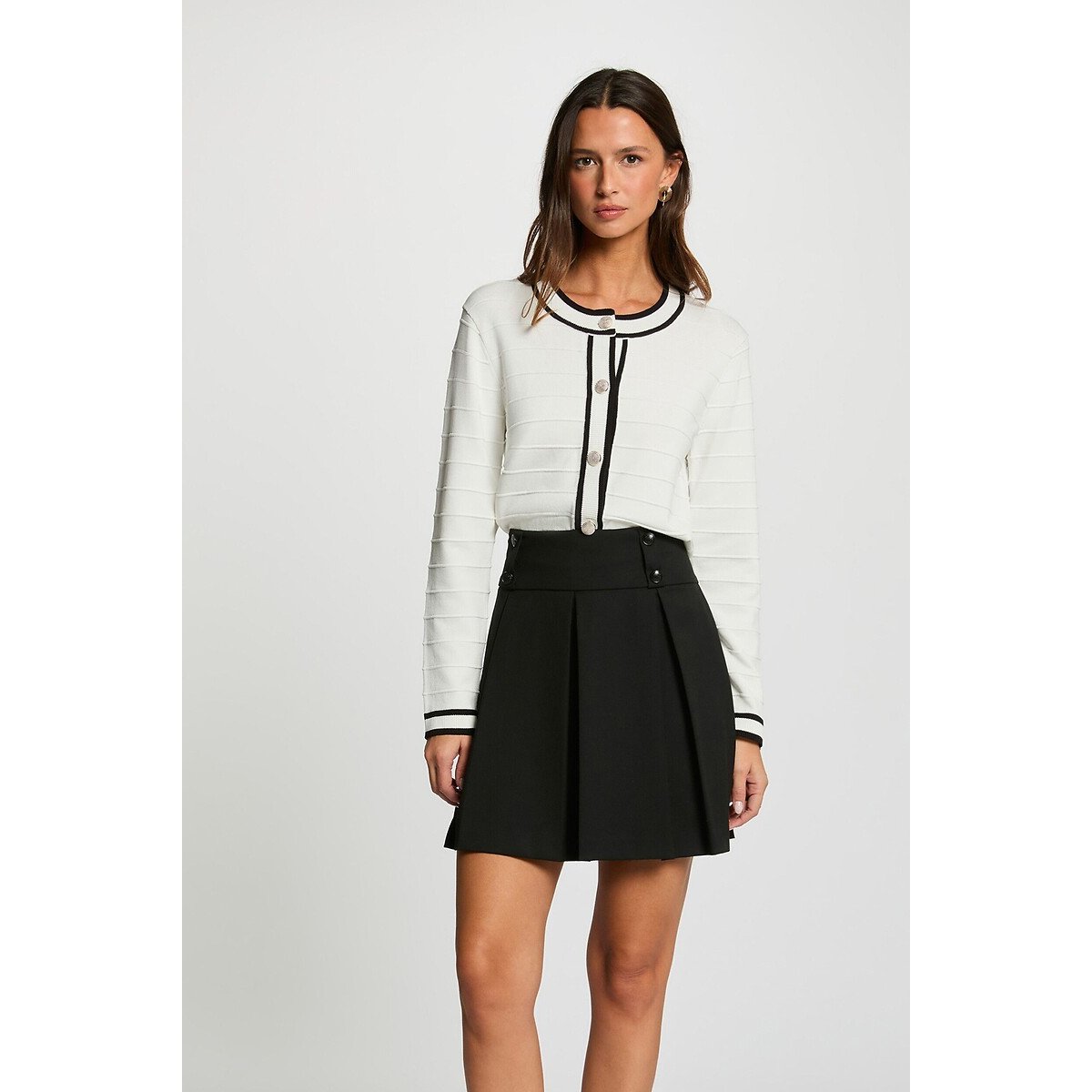 Morgan Buttoned Crew Neck Cardigan Women's White Small