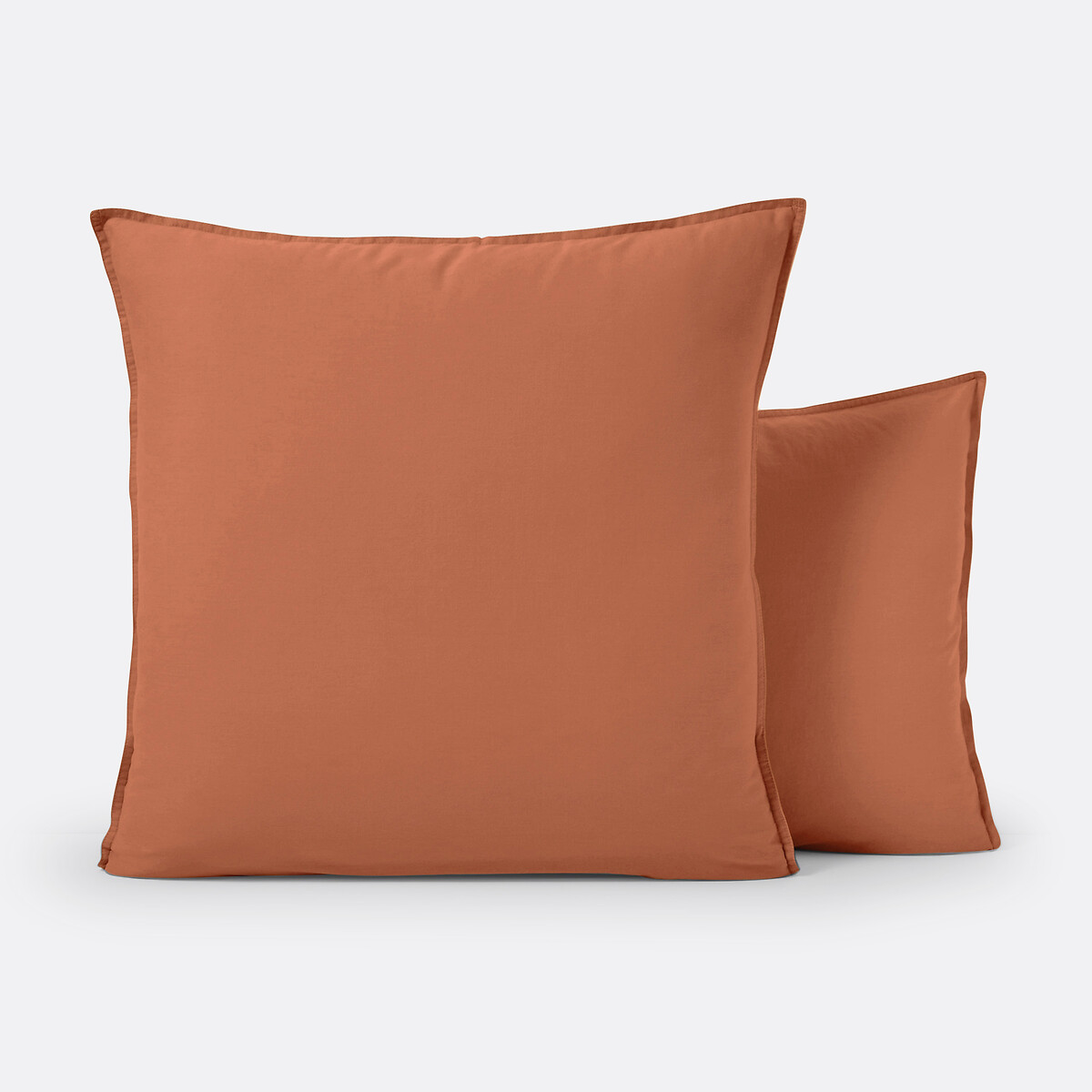 La Redoute Interieurs Scenario Plain 100% Washed Cotton Pillowcase Unisex Sienna Square (63X63cm)