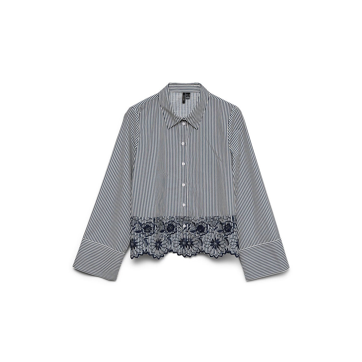Vero Moda Striped Embroidered Blouse Women's Navy Striped Extra Small