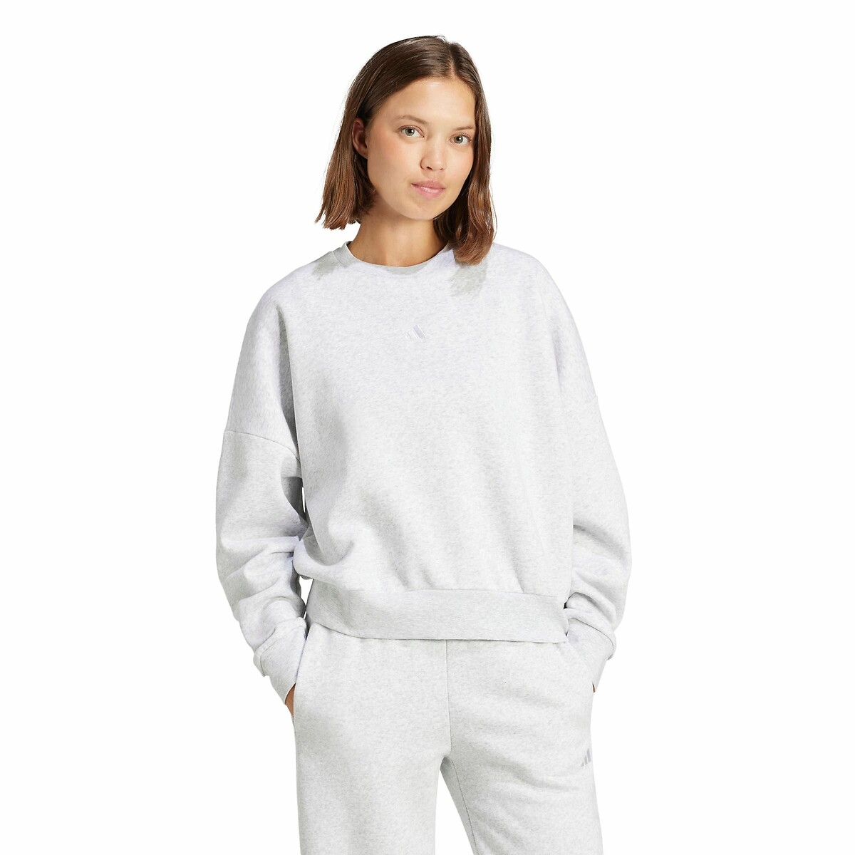 Adidas Sportswear Essentials Sweatshirt With Logo Women's Light Grey Large