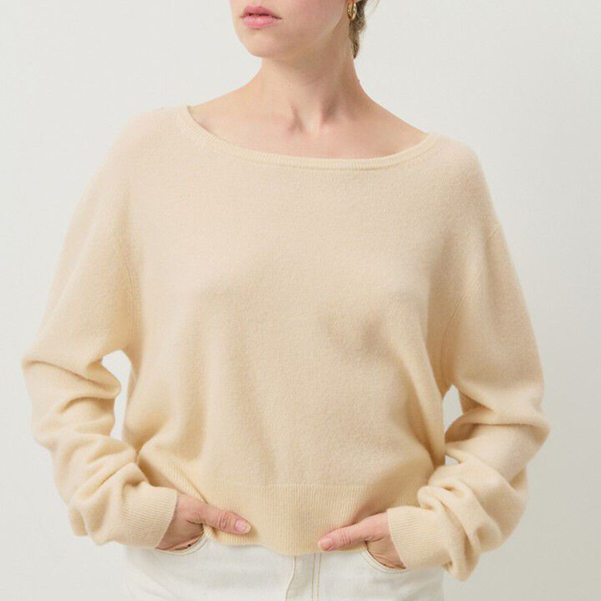 American Vintage Raxow Wool Mix Jumper With Boat Neck Women's Natural Extra Small