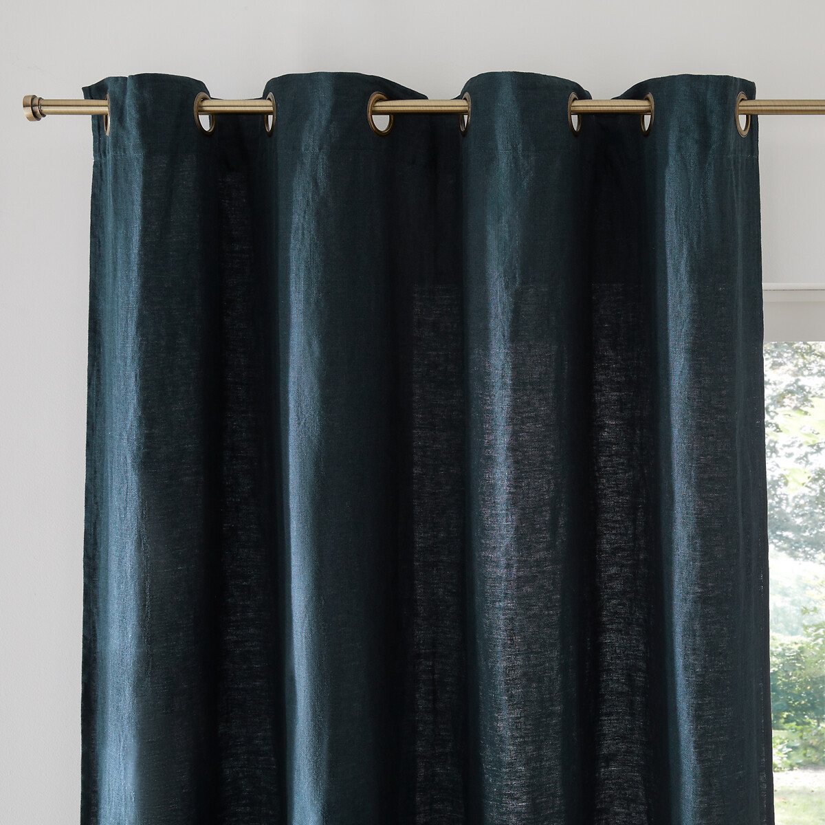 La Redoute Interieurs Elba Linen Curtain With Eyelets Unisex Midnight Blue Size D250 X W140cm