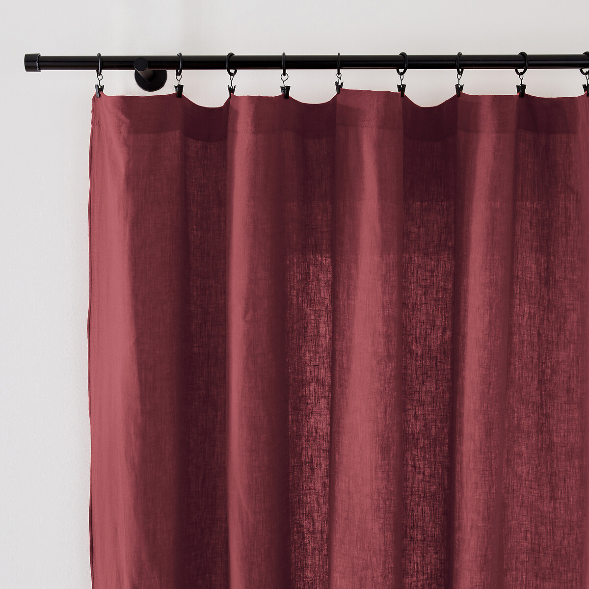 La Redoute Interieurs Onega Washed Linen Single Voile Panel Unisex Burgundy Size D260 X W135cm