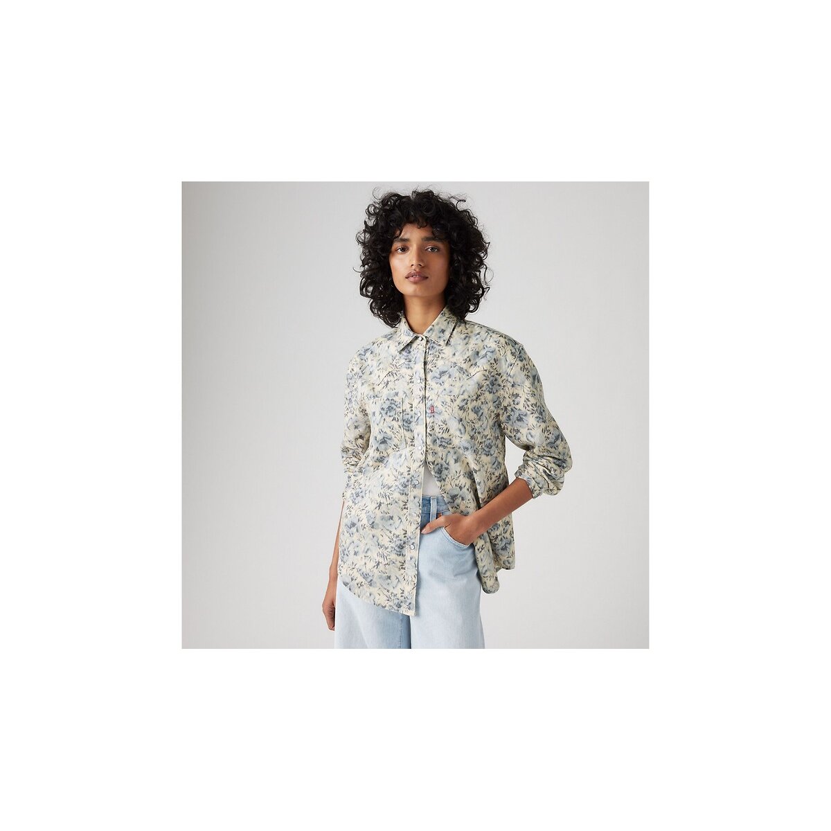 Levi's Teodora Western Printed Shirt Women's Ecru/Blue Large