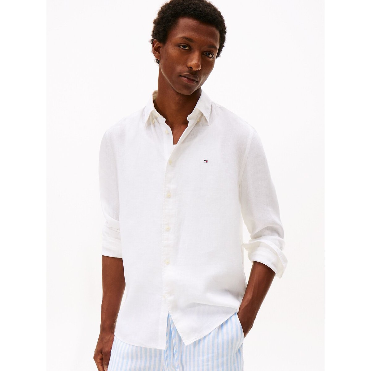 Tommy Hilfiger Linen Shirt Men's White Medium
