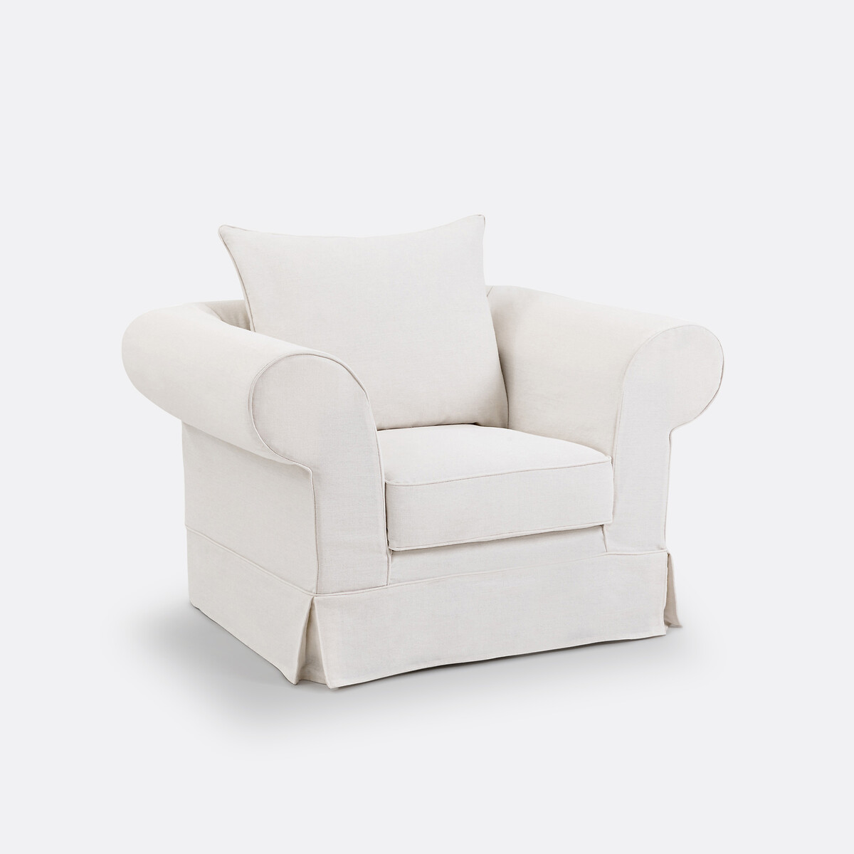 Sillón de lino grueso confort superior Adelia. Talla 1 plaza. Color Blanco