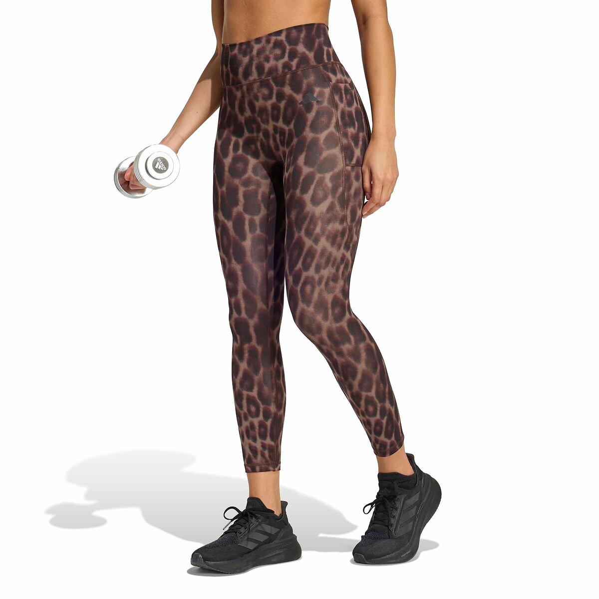 Adidas Performance Essentials Leopard Print Sports Leggings Women's Black Leopard Print Large