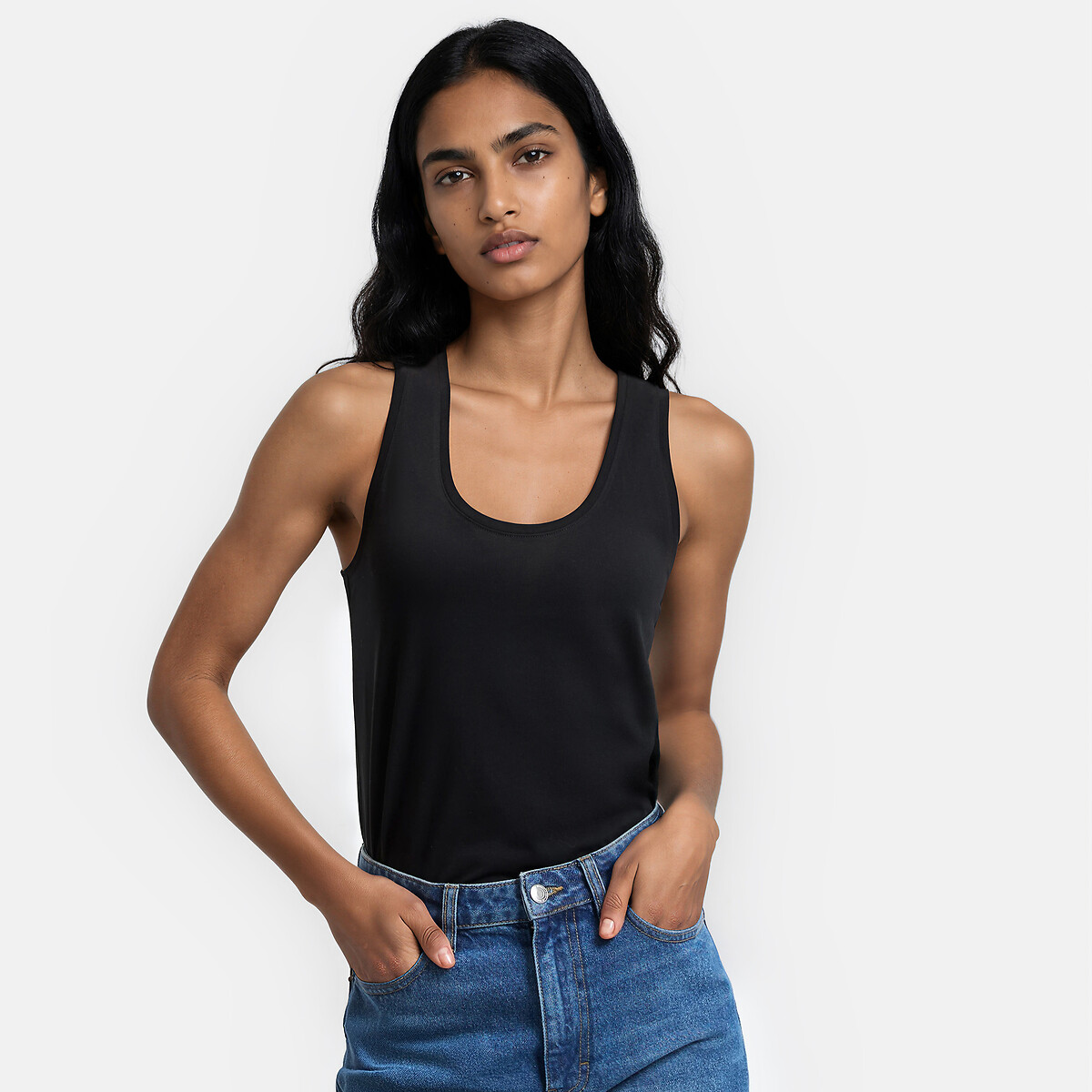 La Redoute Collections Racerback Vest Top Women's Black Medium