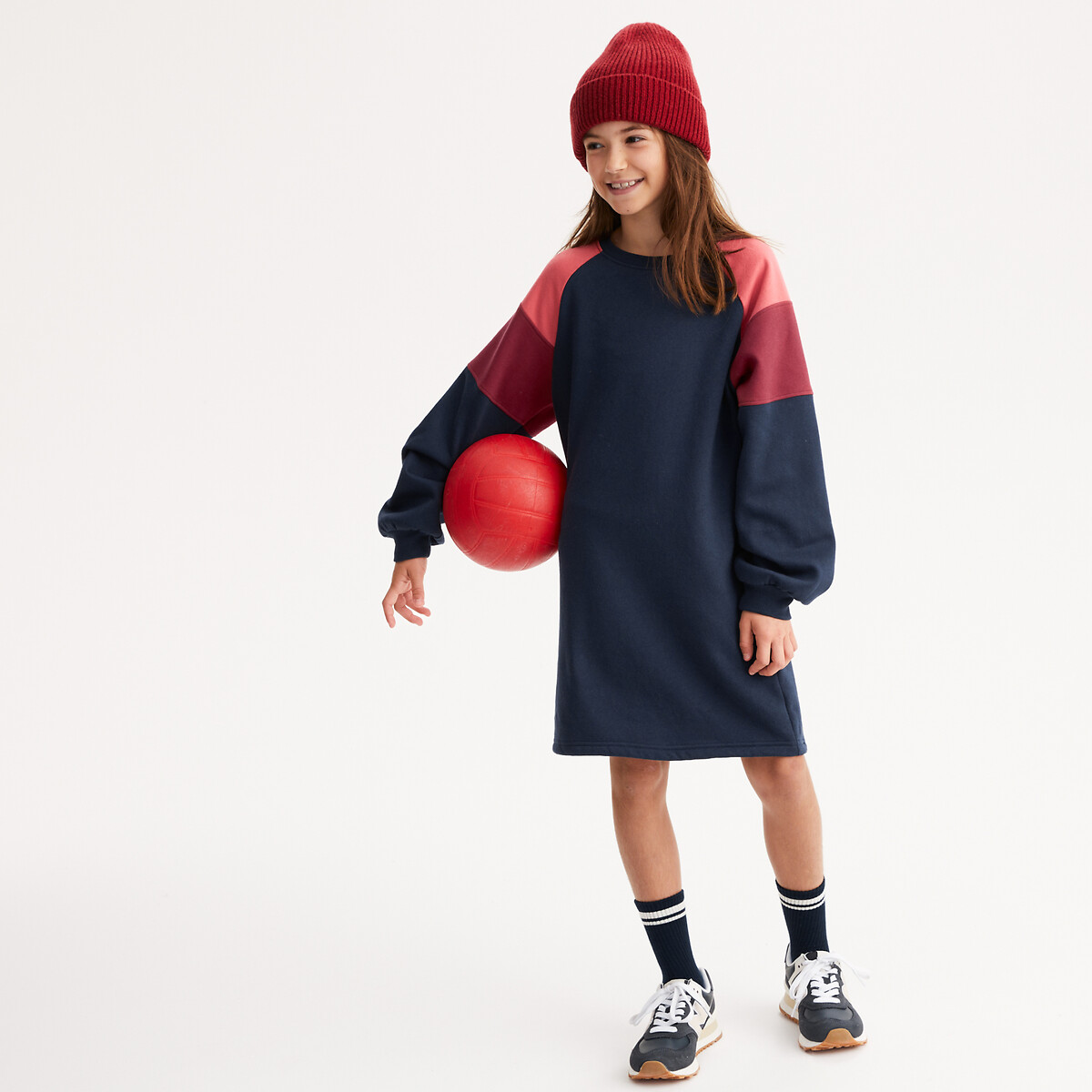 LA REDOUTE COLLECTIONS Rechte jurk met lange mouwen, in molton