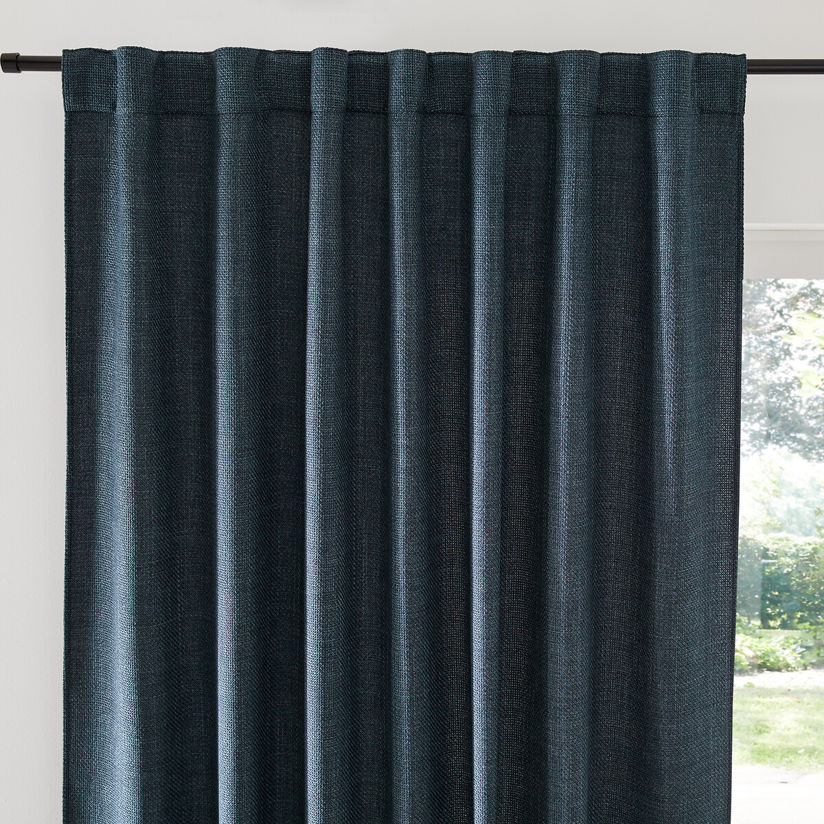 La Redoute Interieurs Montego Woven Curtain With Concealed Tab Top Unisex Blue Size D180 X W140cm