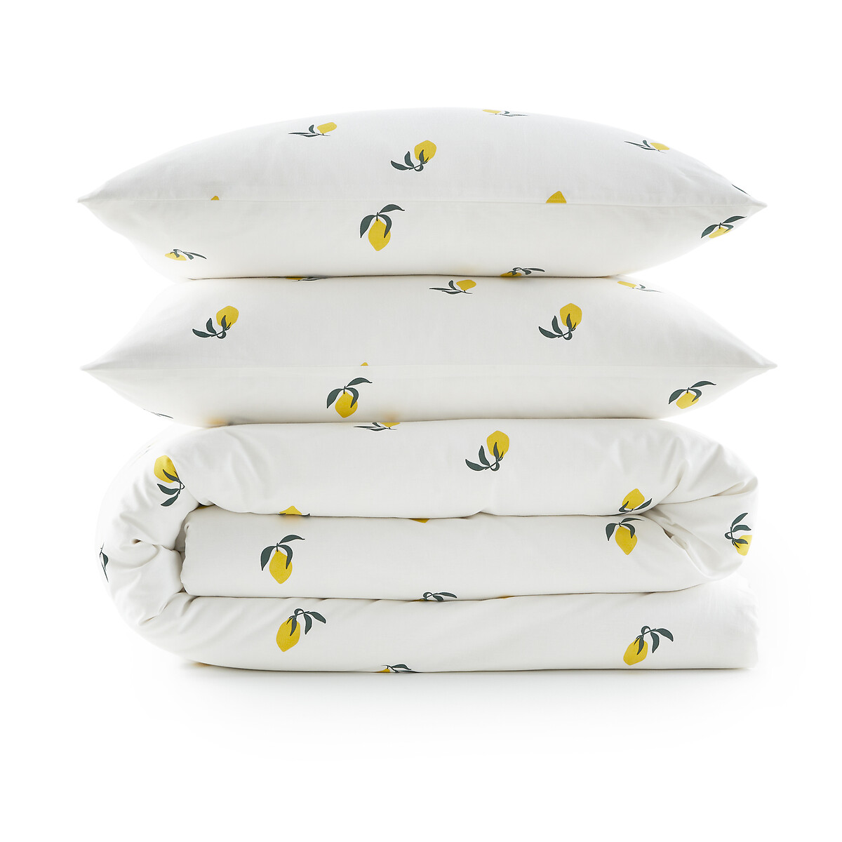 Conjunto capa de edredon e fronha quadrada, 50% algodão reciclado, Citron, La Redoute Interieurs