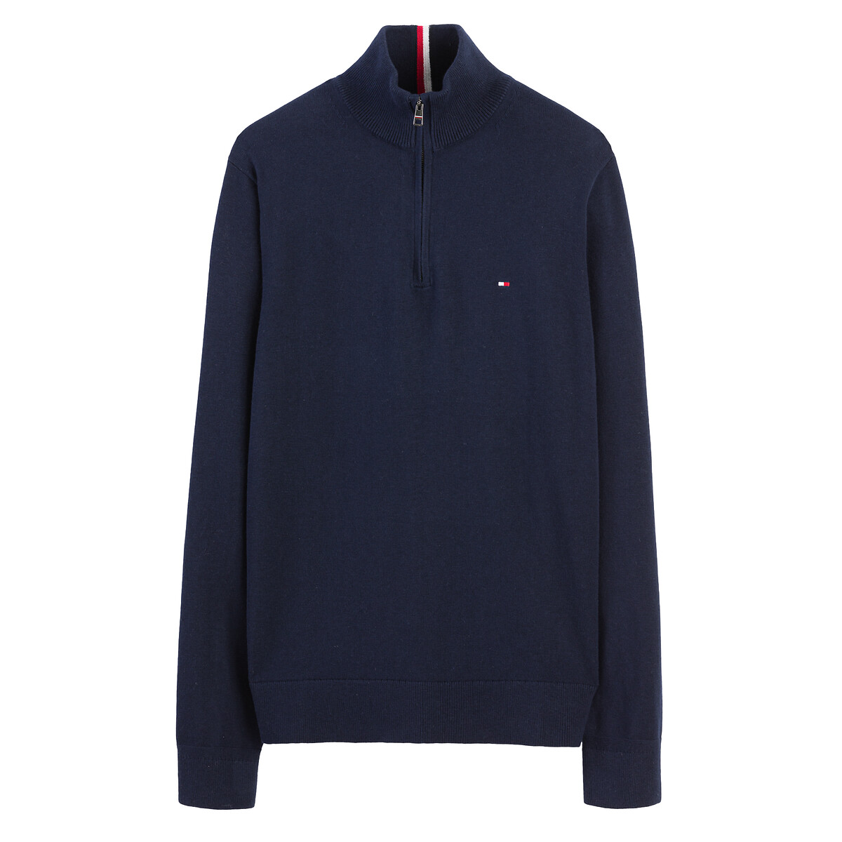 Tommy Hilfiger Quarter-Zip Embroidered Logo Jumper In Cotton/Cashmere Men's Navy Blue Medium