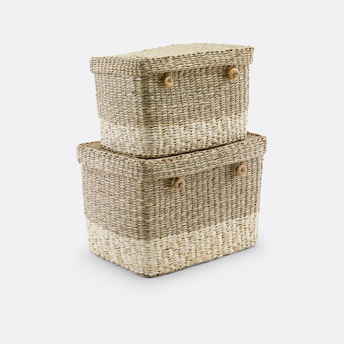 La Redoute Interieurs Set Of 2 Fanero Woven Straw Trunks Unisex Natural