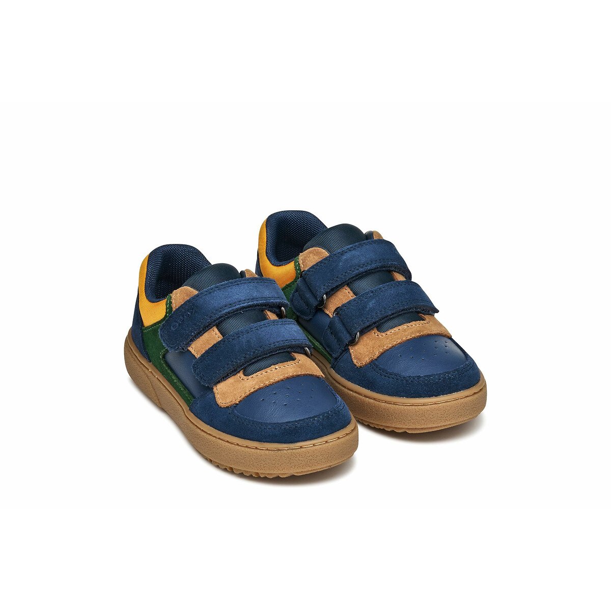 Geox Navy Blue/Green Kids Theleven Breathable Trainers With Touch 'N' Close Fastening Size 35