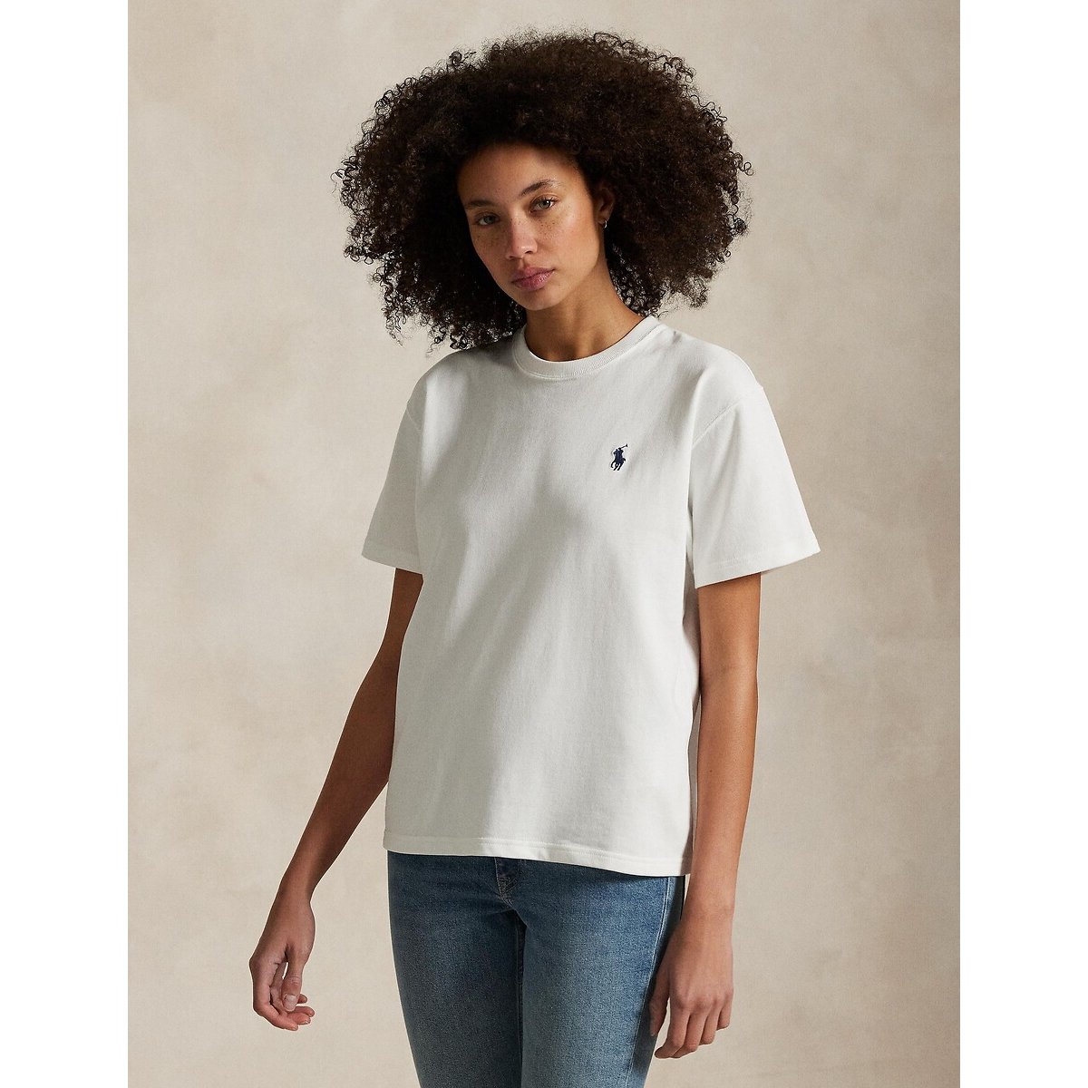 Camiseta amplia de cuello redondo y manga corta Mujer Talla XS. Color Blanco