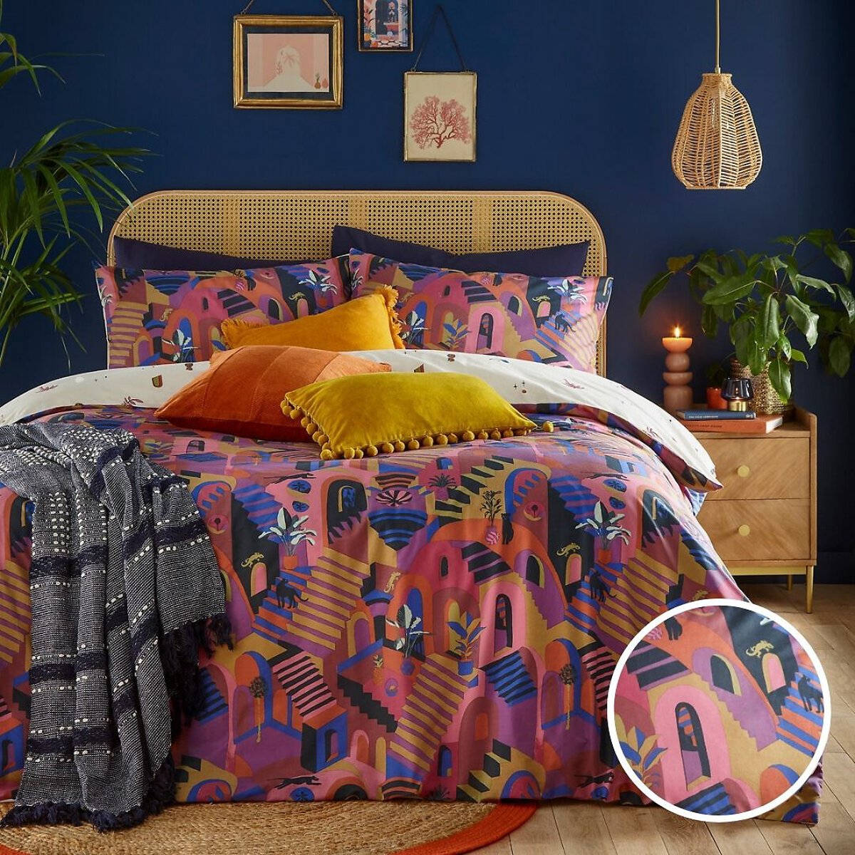 Furn. Unisex Magenta Eivissa Duvet Cover And Pillowcase Set King (230X220cm)