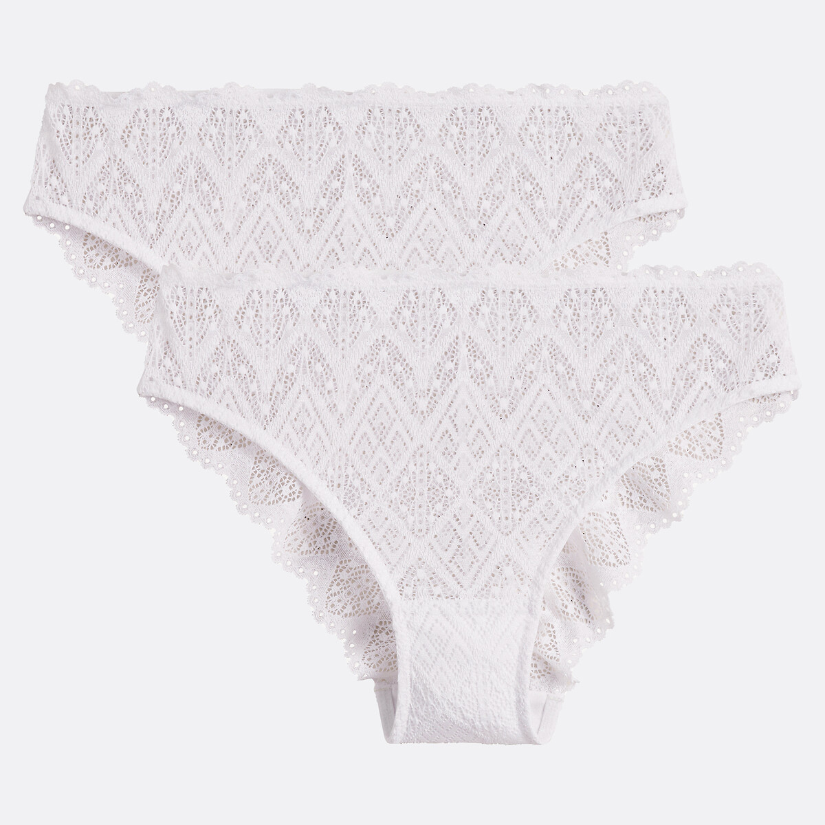 La Redoute Collections Pack Of 2 Lison Lace Briefs Women's White 22/24