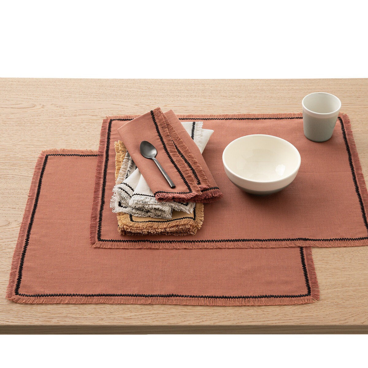 LA REDOUTE INTERIEURS Set van 2 placemats linnen/katoen Menorca