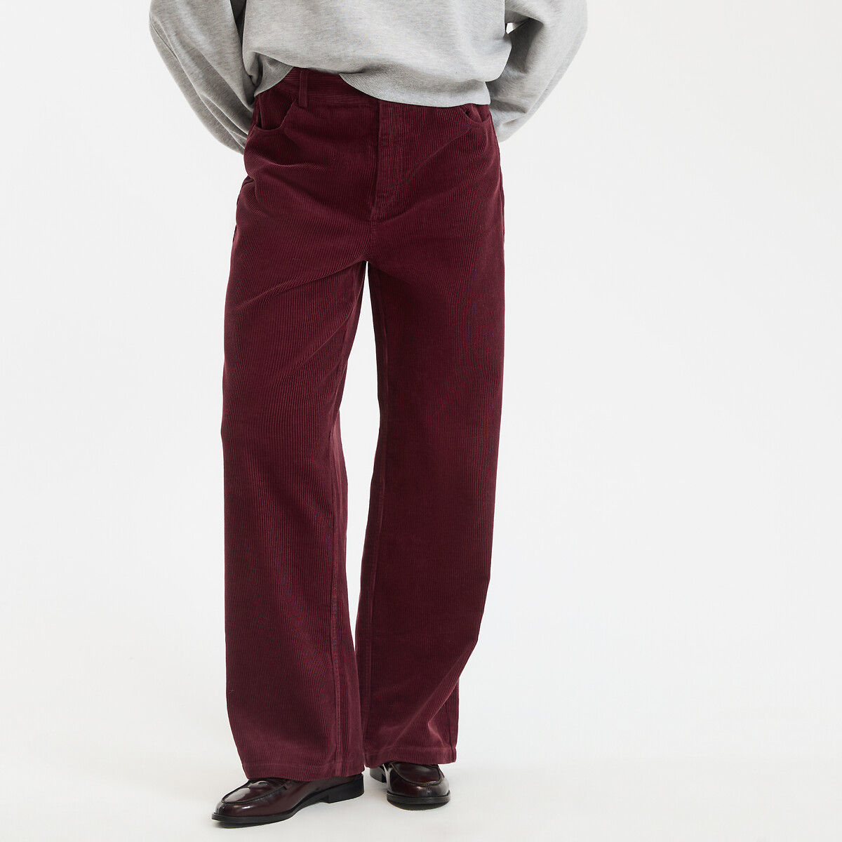La Redoute Collections Wide Leg Corduroy Jeans Women's Burgundy Red Size 8