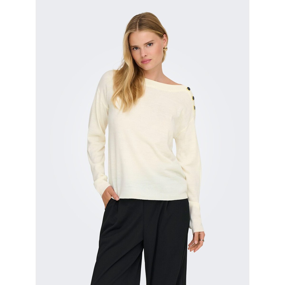 Jdy Crew Neck Jumper Women's Ecru Extra Large
