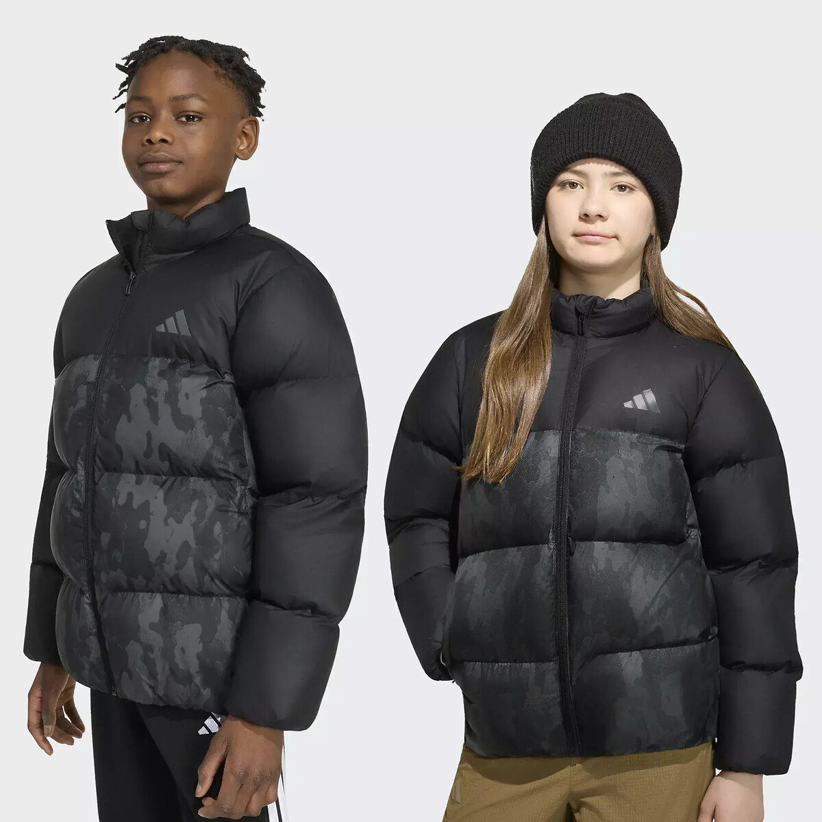 Adidas Sportswear Camo Print Padded Jacket Without Hood Black Size 13