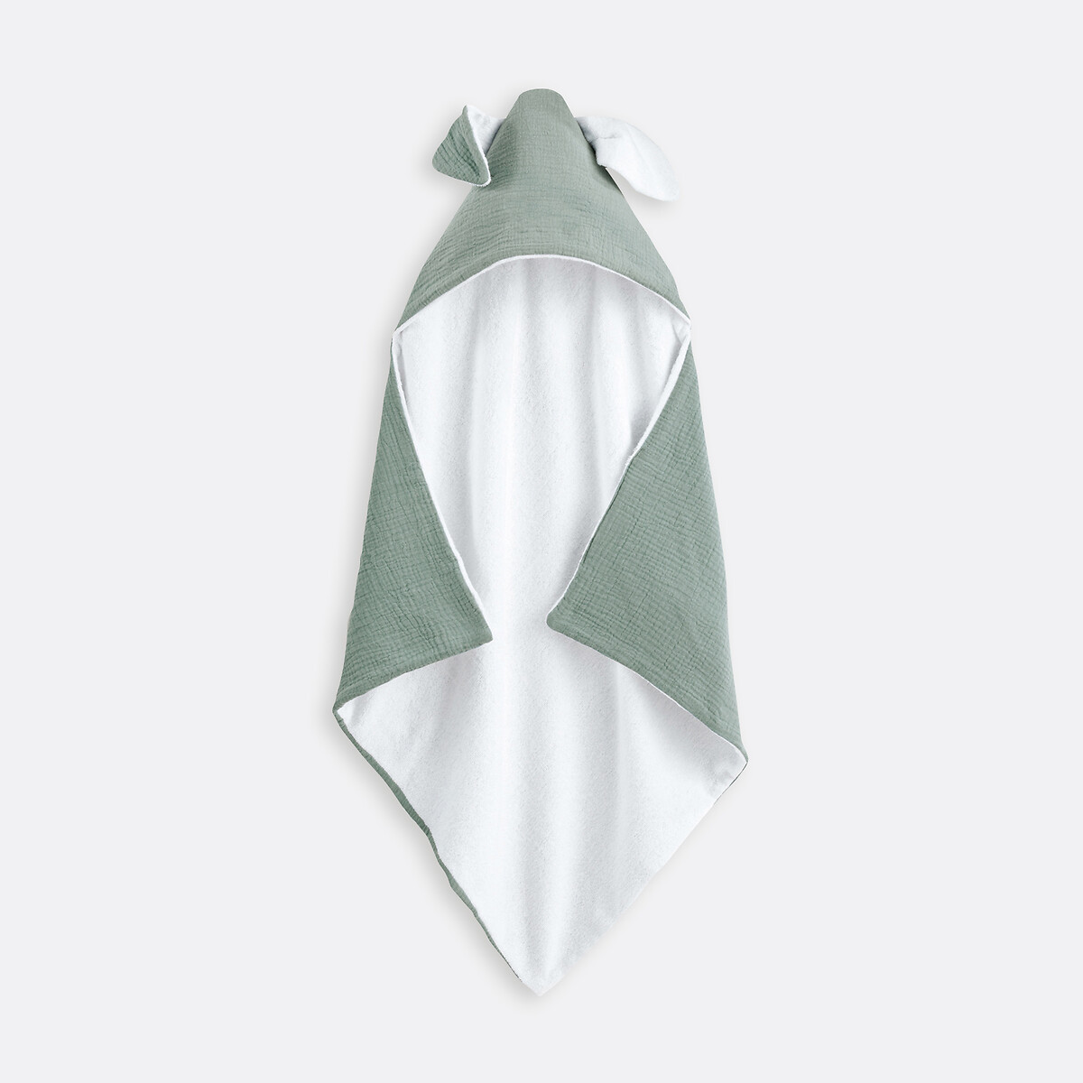 La Redoute Interieurs Kumla Cotton Muslin Bath Cape Grey-Green Medium Infant